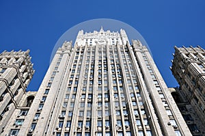 Moscow,Russia, view to building of ministry of internal affairs of Russian Federation-Stalin`s skyscraper.