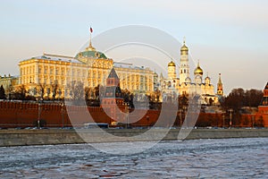 Moscow, Russia. View to Moscow Kremlin at sunset