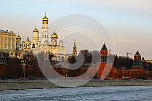 Moscow, Russia. View to Moscow Kremlin at sunset