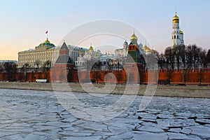 Moscow, Russia. View to Moscow Kremlin at sunset