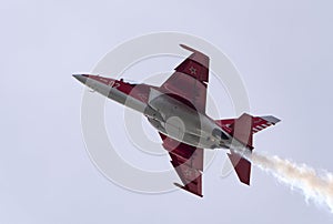 Moscow Russia Zhukovsky Airfield 25 July 2021: aerobatic yak-130 perfoming demonstration flight of the international