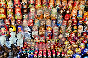MOSCOW -September 19, 2017: Very large selection of matryoshkas
