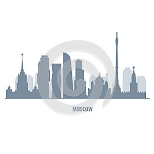 Moscow skyline silhouette - landmarks cityscape in liner style