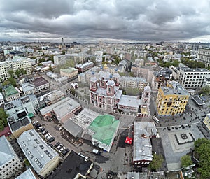 Moscow. St. Clement`s Church. Orthodox Church in honor of St. Clement. Aerial panoramic view