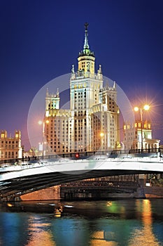 Moscow. Stalin skyscraper on Kotelnicheskaya emban