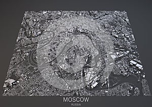 Moscow streets and buildings 3d map, Russia