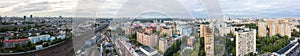 Moscow top view at the Komsomolskaya square, also known as the square of three railway stations. Aerial view photo