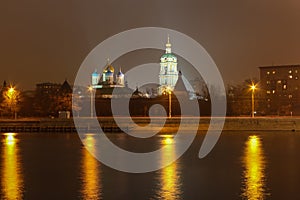 Moscow urban cityscape at night, Russia