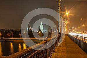 Moscow urban cityscape at night, Russia