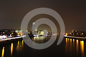 Moscow urban cityscape at night, Russia