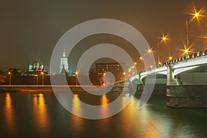 Moscow urban cityscape at night, Russia