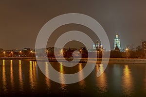 Moscow urban cityscape at night, Russia