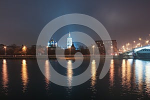 Moscow urban cityscape at night, Russia