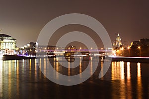 Moscow urban cityscape at night, Russia