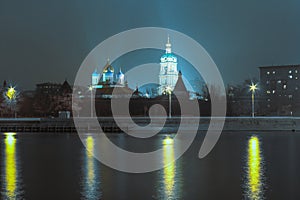 Moscow urban cityscape at night, Russia