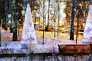 Moscow winter boulevards decorated for Christmas