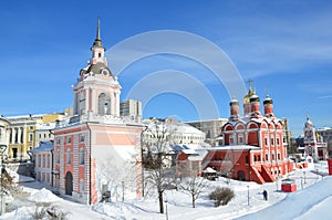 Moscow, Znamensky monastery on Varvarka street in winter