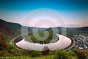 Mosel Bend (Moselschleife) at dawn, Germany