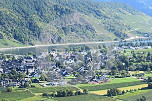 Mosel valley village KrÃÂ¶v seen from above photo