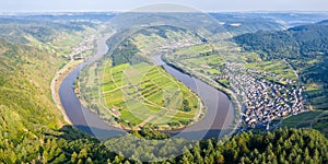 Moselle loop Calmont Mosel river landscape nature panorama in Bremm Germany