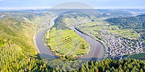 Moselle loop Calmont Mosel river landscape nature panorama in Bremm Germany