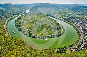 Moselle River bend near Bremm town, Germany