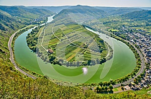 Moselle River bend near Bremm town, Germany