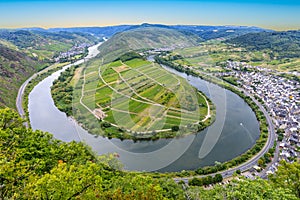Moselle river loop at village of bremm