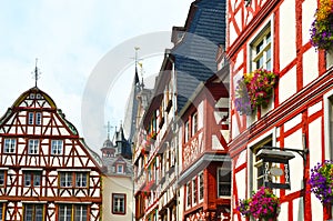 Moselle Valley Germany: View to historic half timbered houses in the old town of Bernkastel-Kues photo