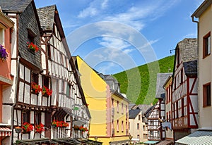 Moselle Valley Germany: View to market square and timbered houses in the old town of Bernkastel-Kues, Germany