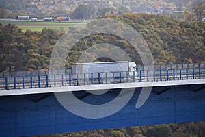 MoseltalbrÃ¼cke of the A61 with a truck