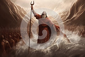 Moses arms up freedom. Generate Ai