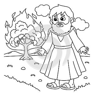 Moses and Burning Bush Coloring Page for Kids