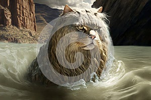 Moses Cat as famous historic character illustration generative ai