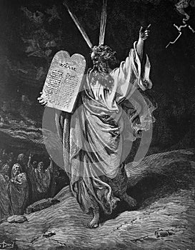 Moses and the commandments. photo