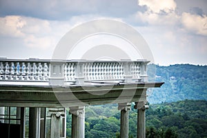 Moses cone manor on cloudy day in blue ridge mountains