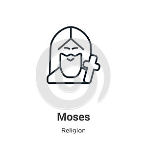 Moisés describir icono. delgado línea negro Moisés icono un piso elemento ilustraciones religión 