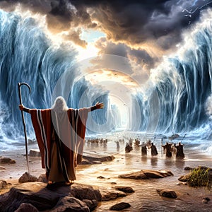 Moses parting the Red Sea