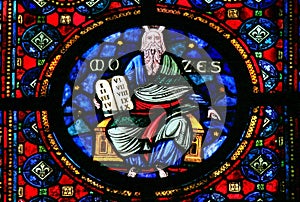 Moses and the Stone Tablets - Stained Glass