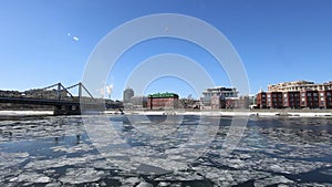 Moskow Moskva River embankment, Russia winter day