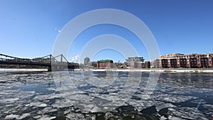 Moskow Moskva River embankment, Russia winter day