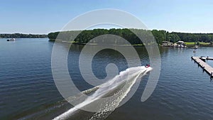 Moskow, Russia - MAY 15, 2018 amphibious vehicle , WaterCar Panther , Red Car , swimming on the river by car