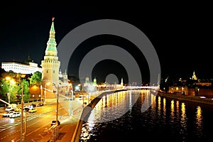 Moskow view from the bridge to the kremlin