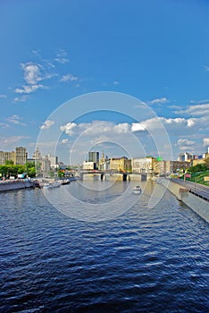 Moskva river in Moscow, Russia - vertical photo