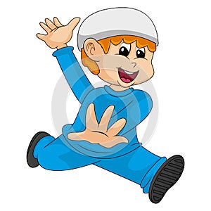 Moslem boy cartoon vector illustration photo