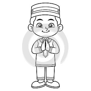 Moslem Boy Greeting Salaam Ramadan BW