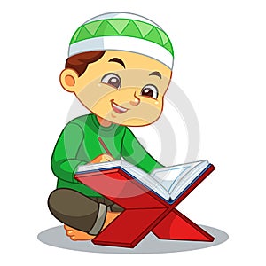 Moslem Boy Reading Koran