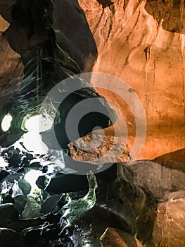 Moso Cave was created by stalactites over millions of years located in Ha Tien, Vietnam
