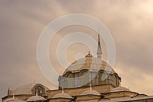 Mosque against a cloudy sky in Iistanbul