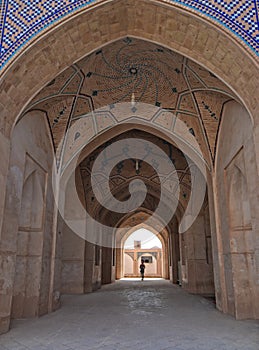 Mosque Agha Bozog in Kashan, Iran. Labyrinthine ceiling